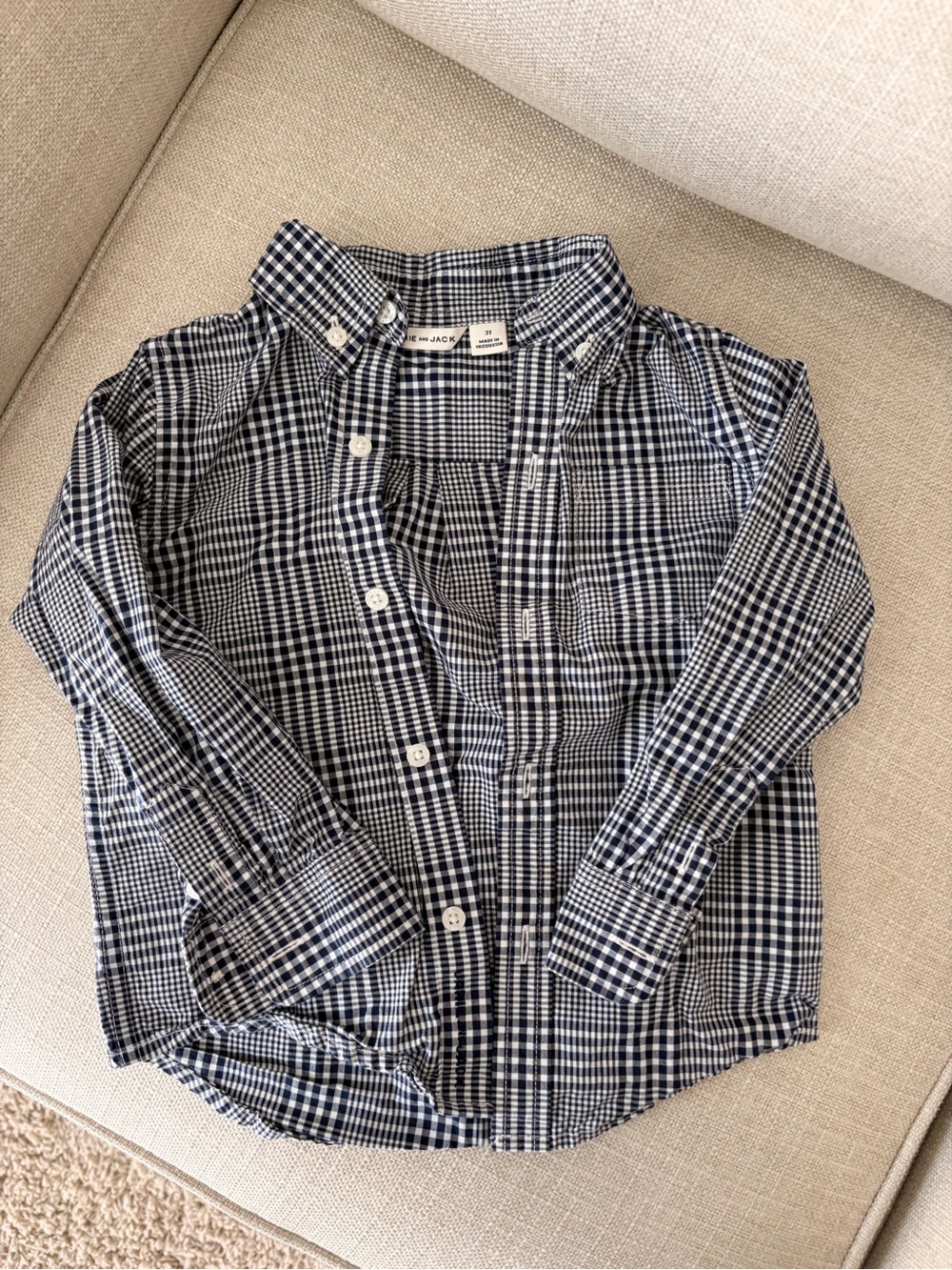 Janie and Jack Navy & White Plaid Button-Down Shirt